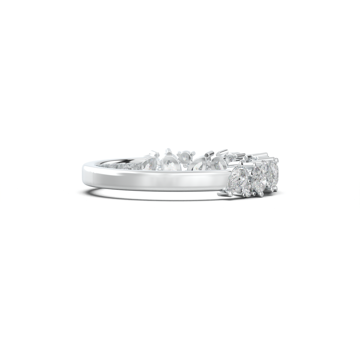 Alternating Pear & Round Half-Eternity Wedding Band
