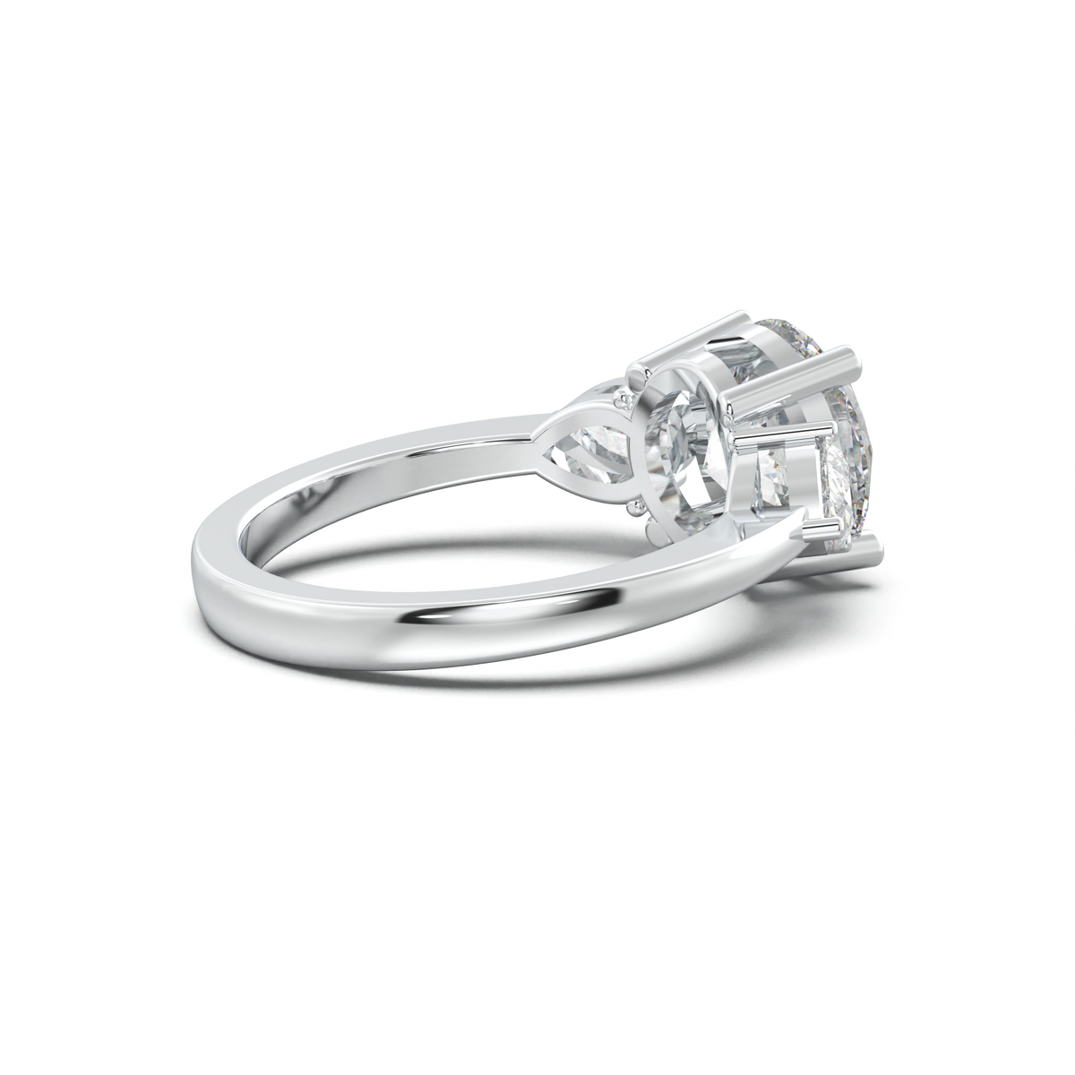 Round Pear Three-Stone Engagement Ring