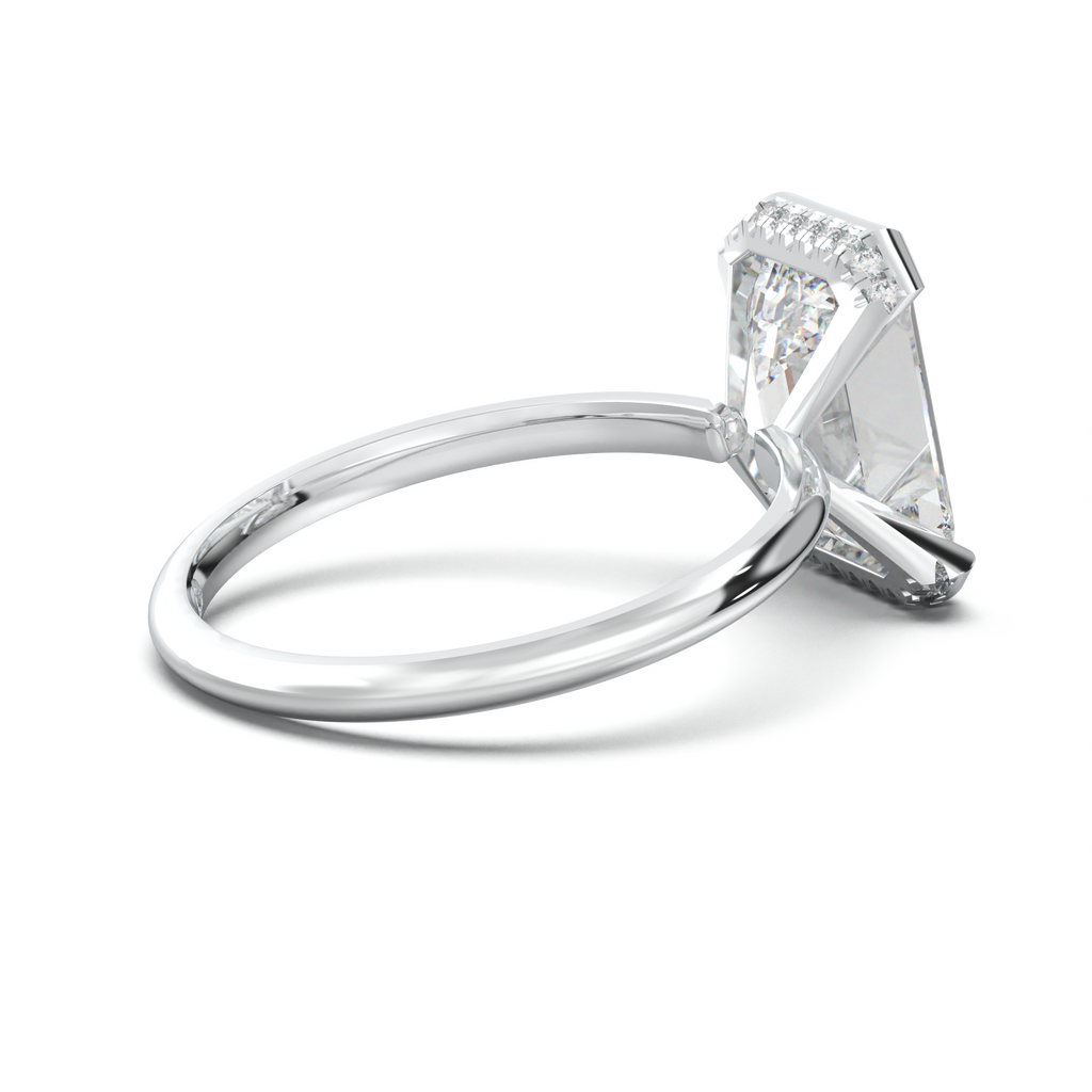 Emerald Hidden Halo Engagement Ring