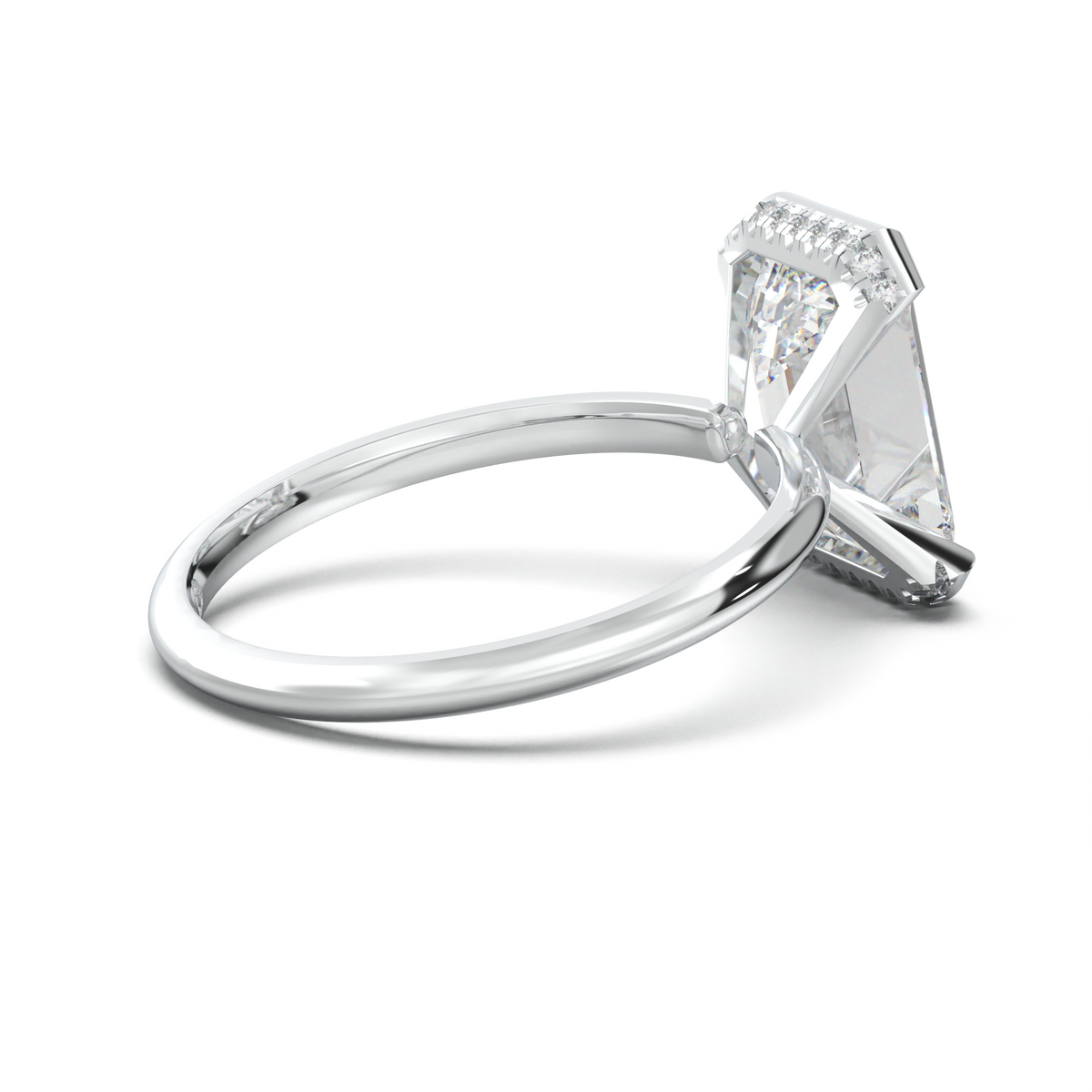Emerald Hidden Halo Engagement Ring
