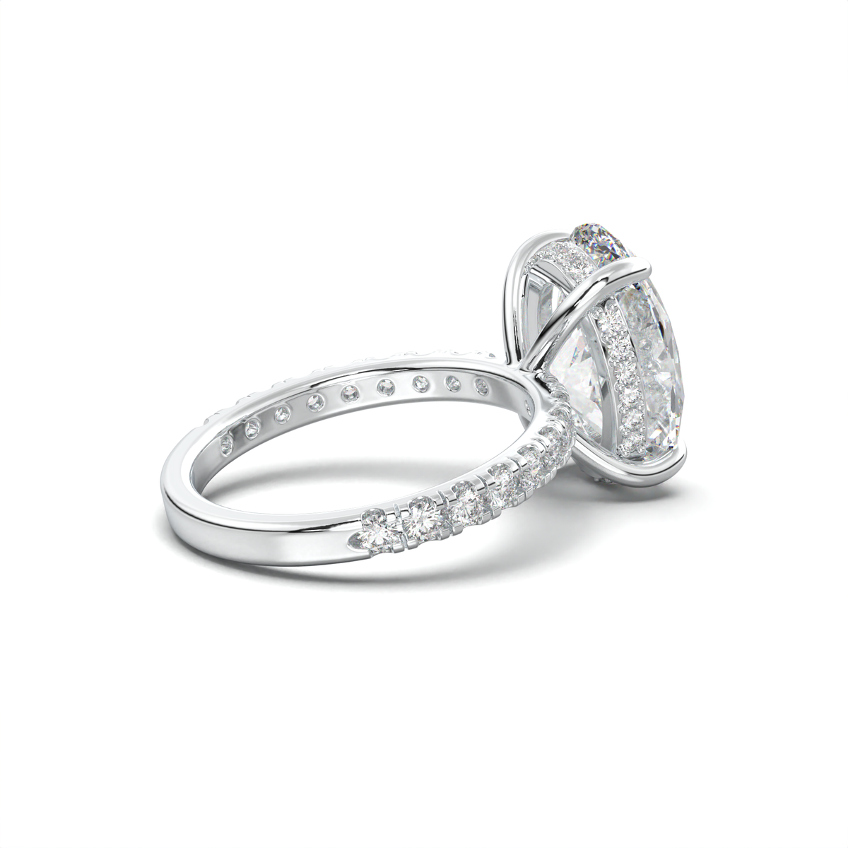 Cushion Hidden Halo Pavé Engagement Ring