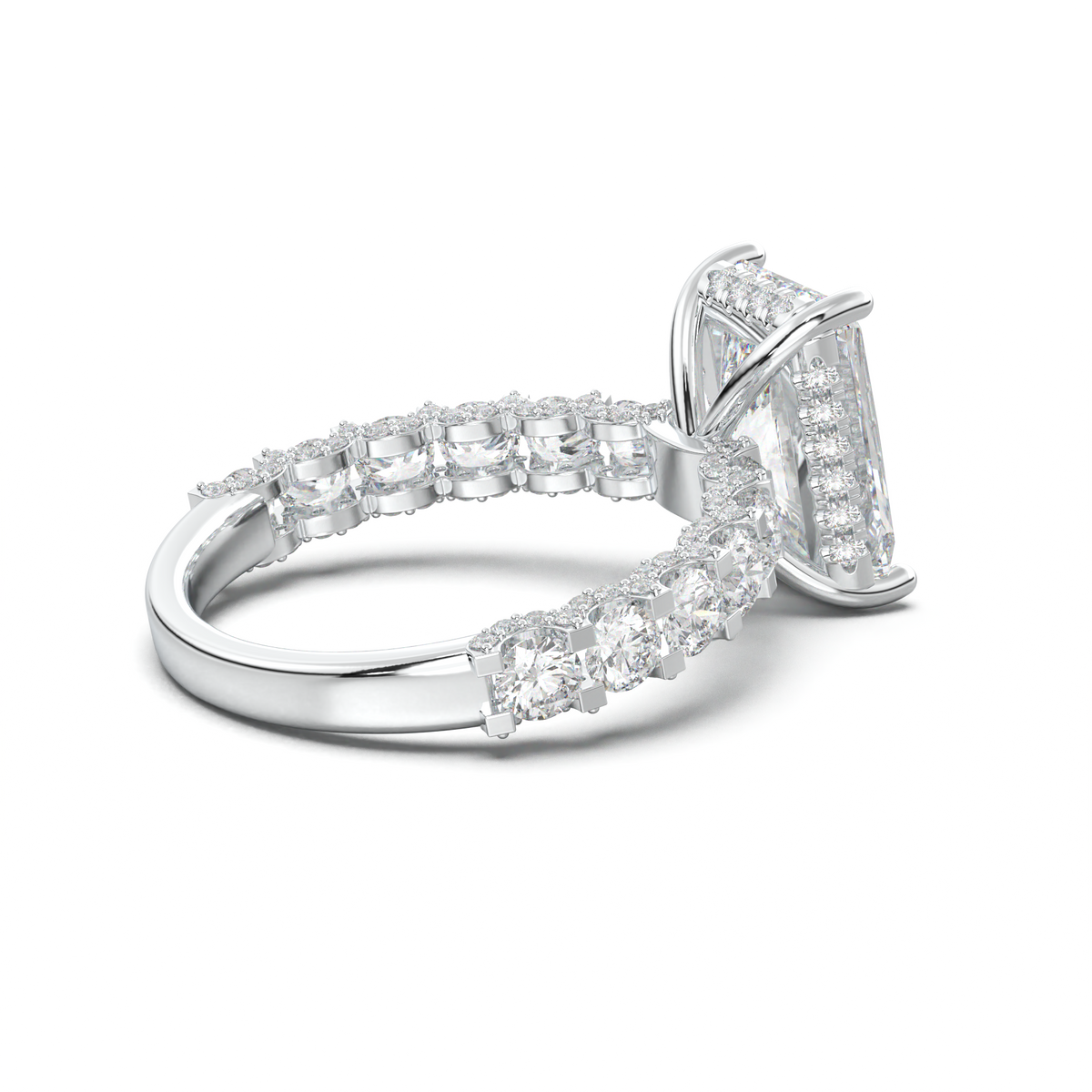 Radiant Diamond Band Engagement Ring