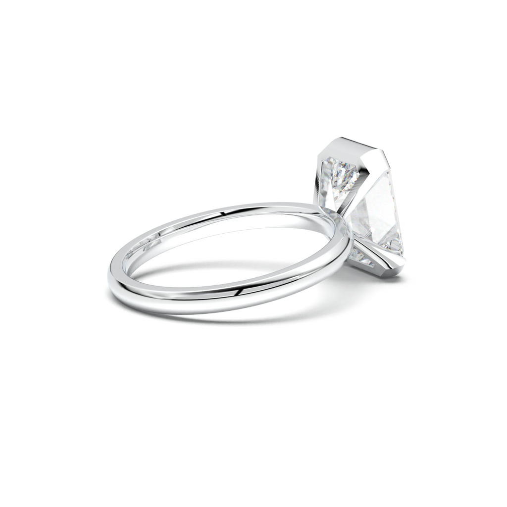 Emerald Cut Half-Bezel Engagement Ring