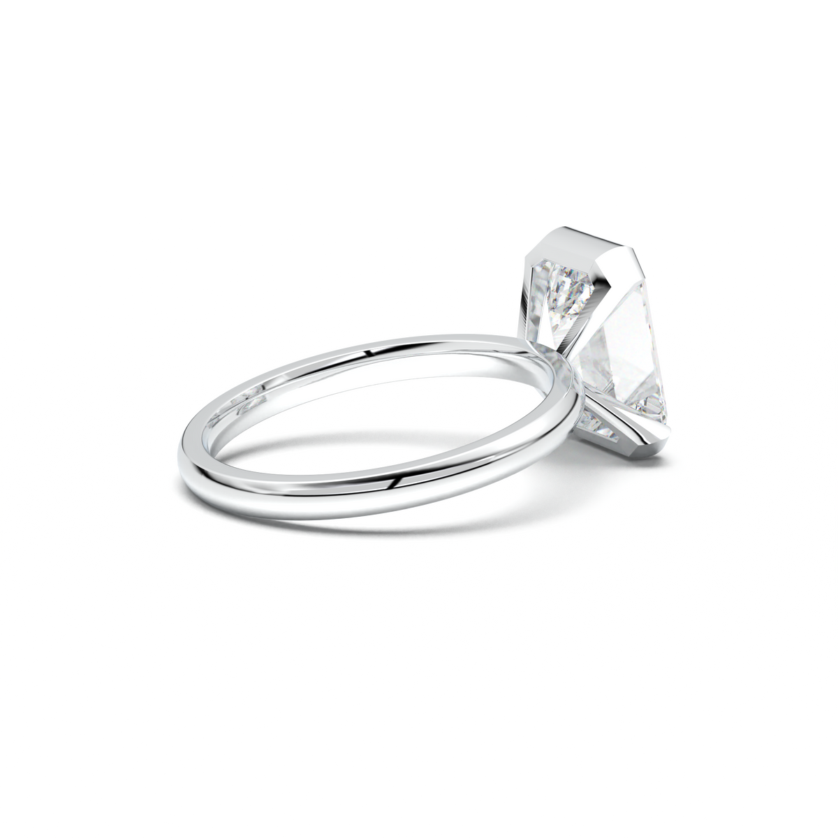 Emerald Cut Half-Bezel Engagement Ring