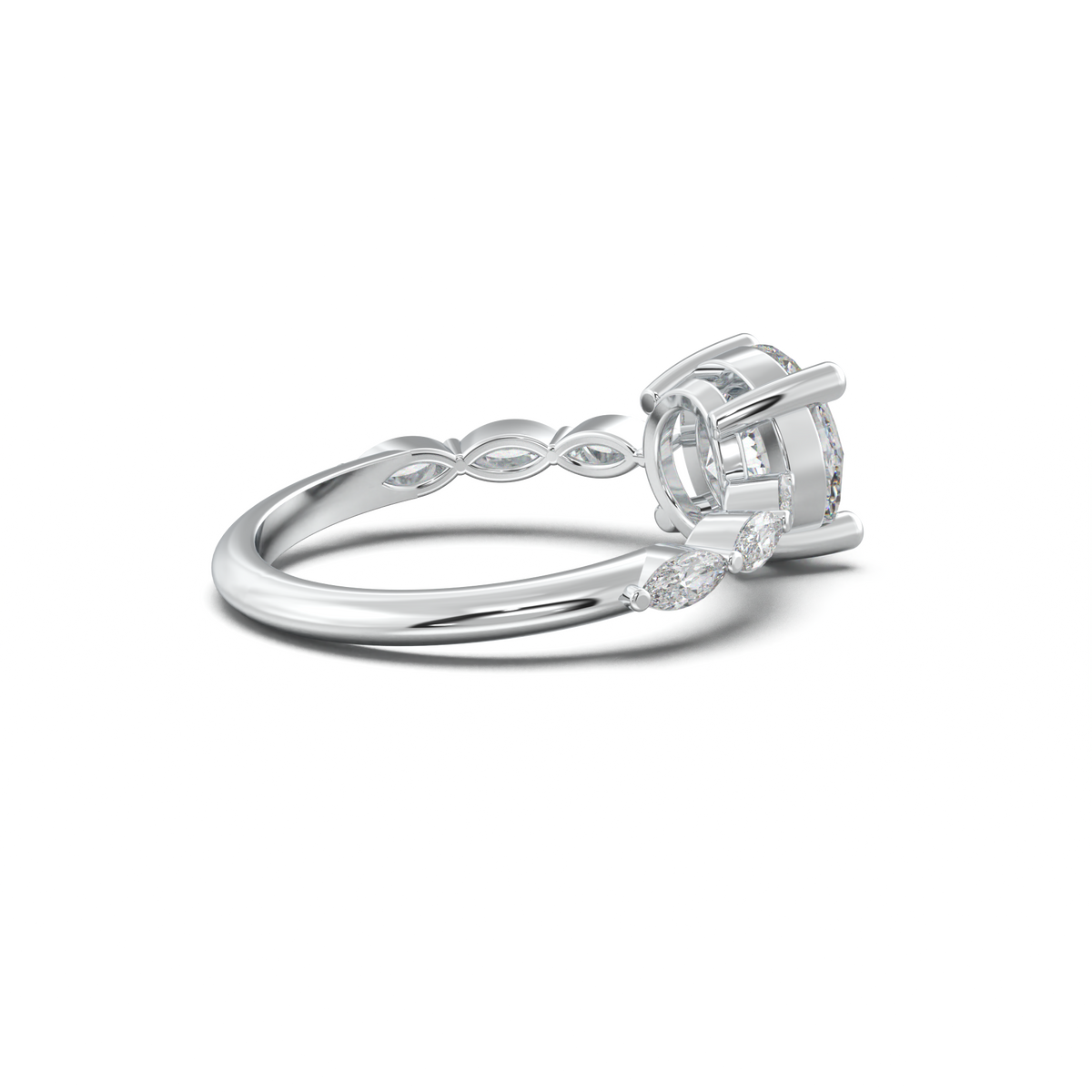 Round Marquise Side-Stone Engagement Ring