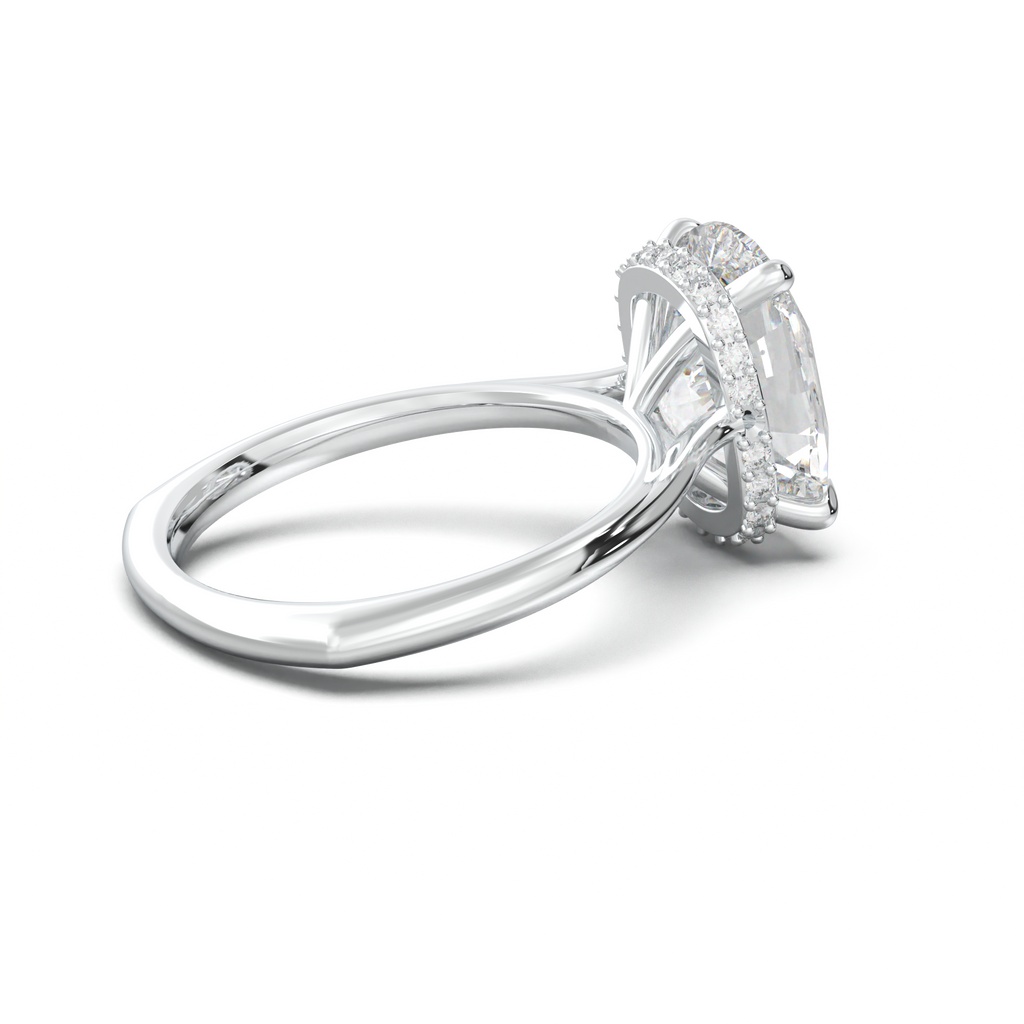 Cushion Hidden Halo Engagement Ring