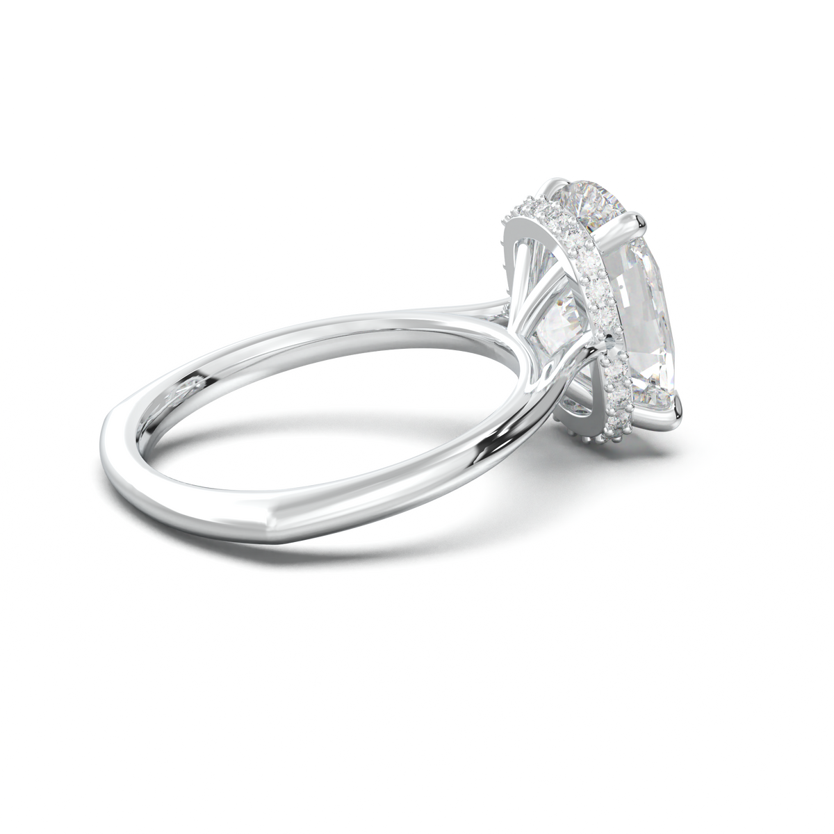 Cushion Hidden Halo Engagement Ring