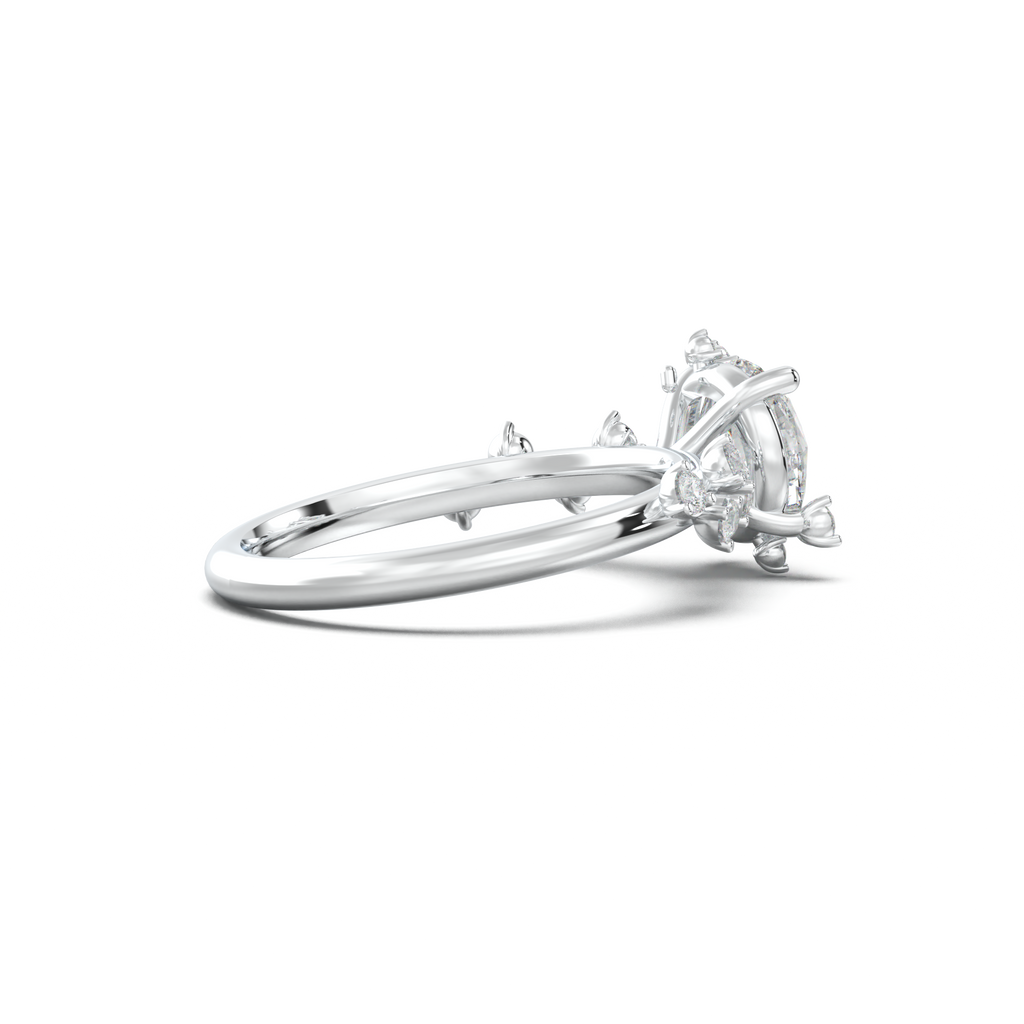 Round Botanical Accent Engagement Ring