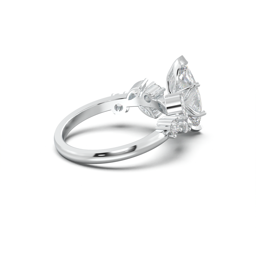 Marquise Mixed Side-Stone Engagement Ring