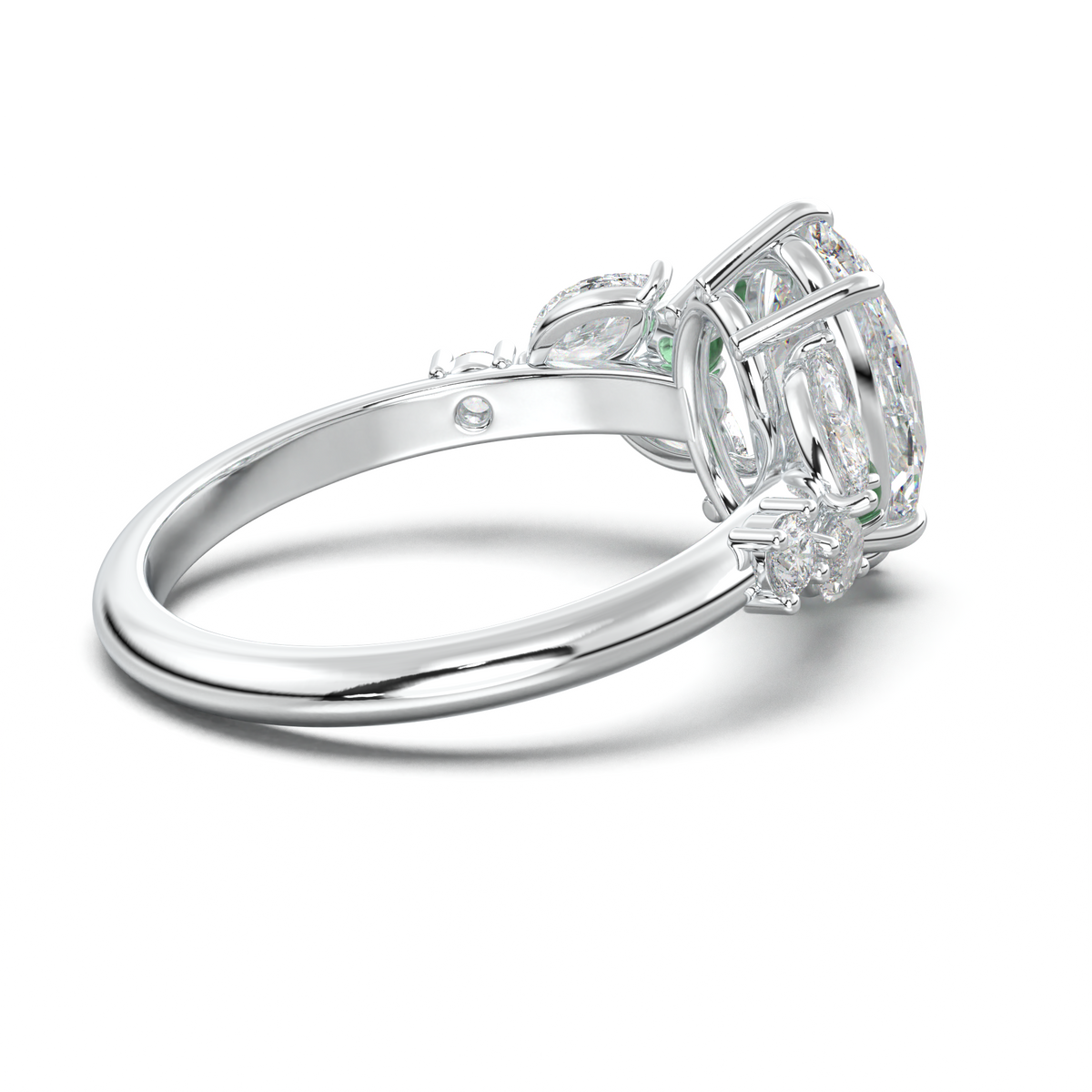 Oval Marquise-Accent Engagement Ring