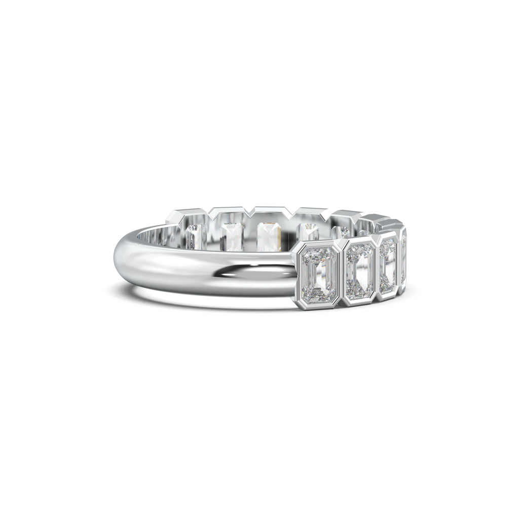 Emerald Bezel Half-Eternity Wedding Band