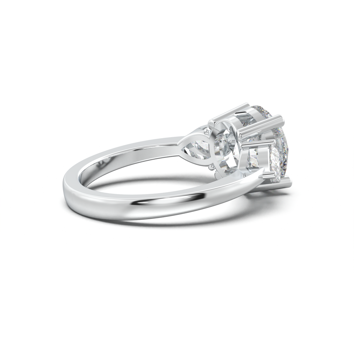 Round Pear Three-Stone Engagement Ring