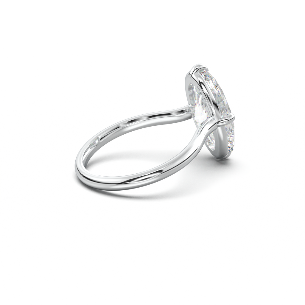 Elongated Moval Solitaire Engagement Ring