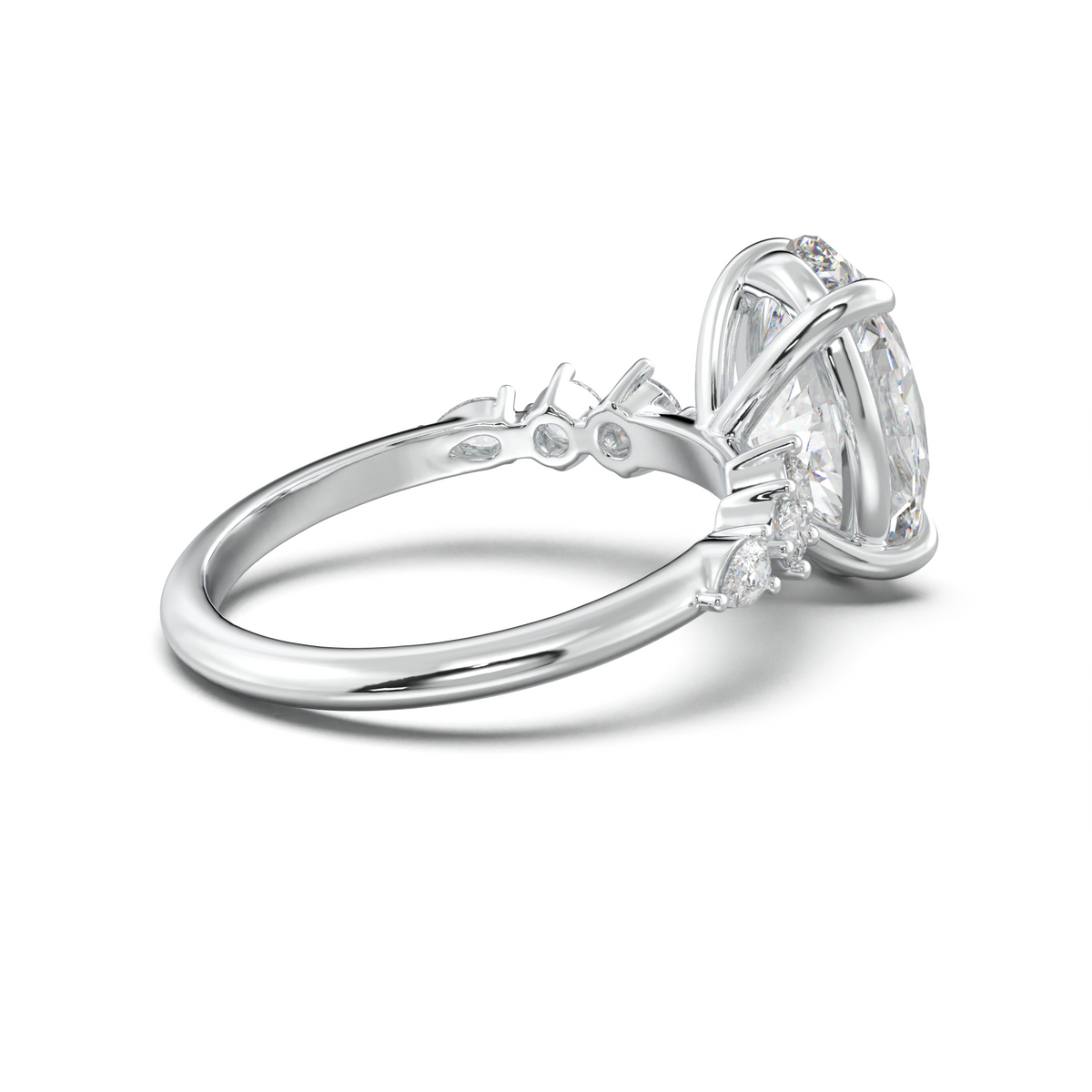 Oval Pear-Accent Engagement Ring