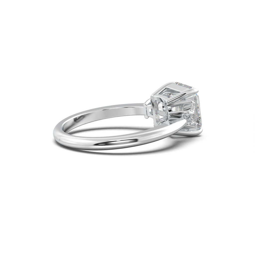 Asscher Baguette Three-Stone Engagement Ring