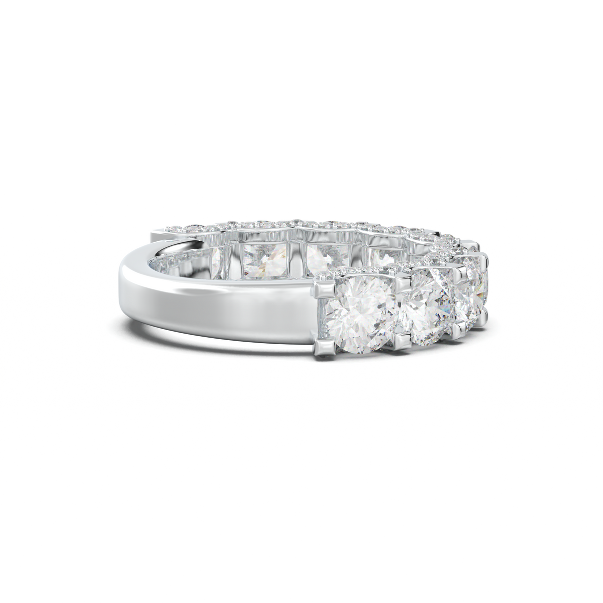 Round Diamond Pavé-Edge Wedding Band