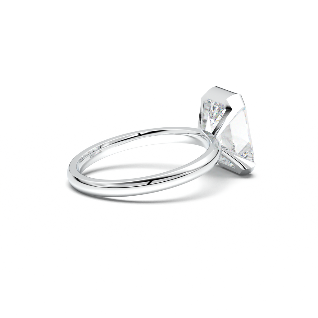 Emerald Cut Half-Bezel Engagement Ring
