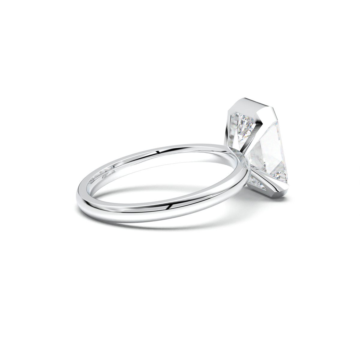 Emerald Cut Half-Bezel Engagement Ring