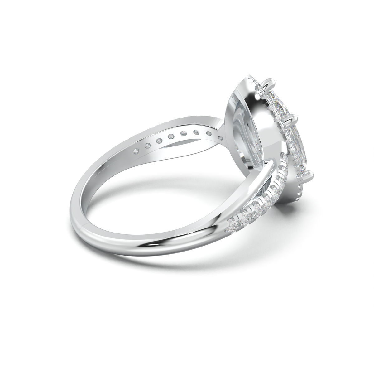 Pear Halo Twisted Pavé Engagement Ring