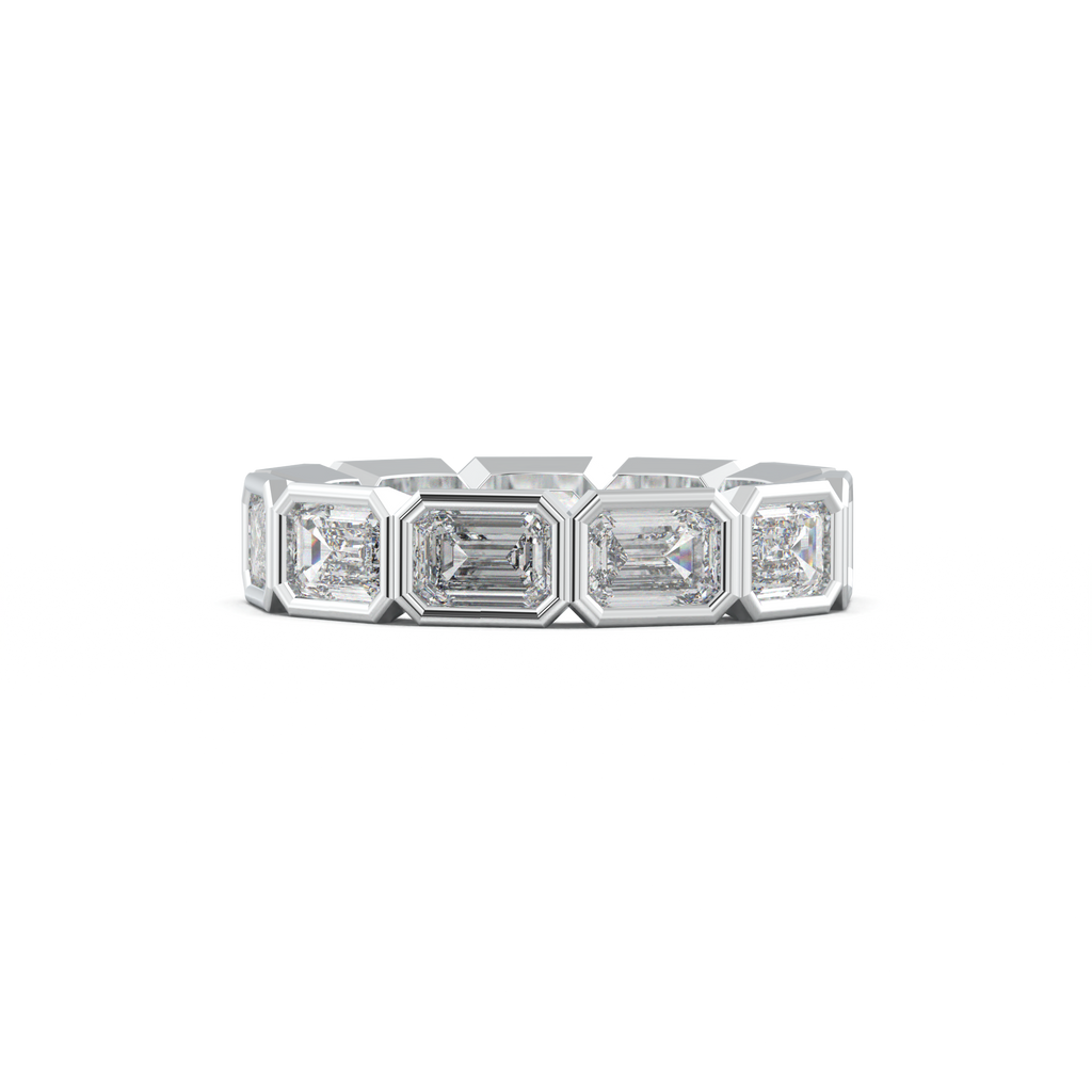 Emerald-Cut Bezel-Style Eternity Wedding Band