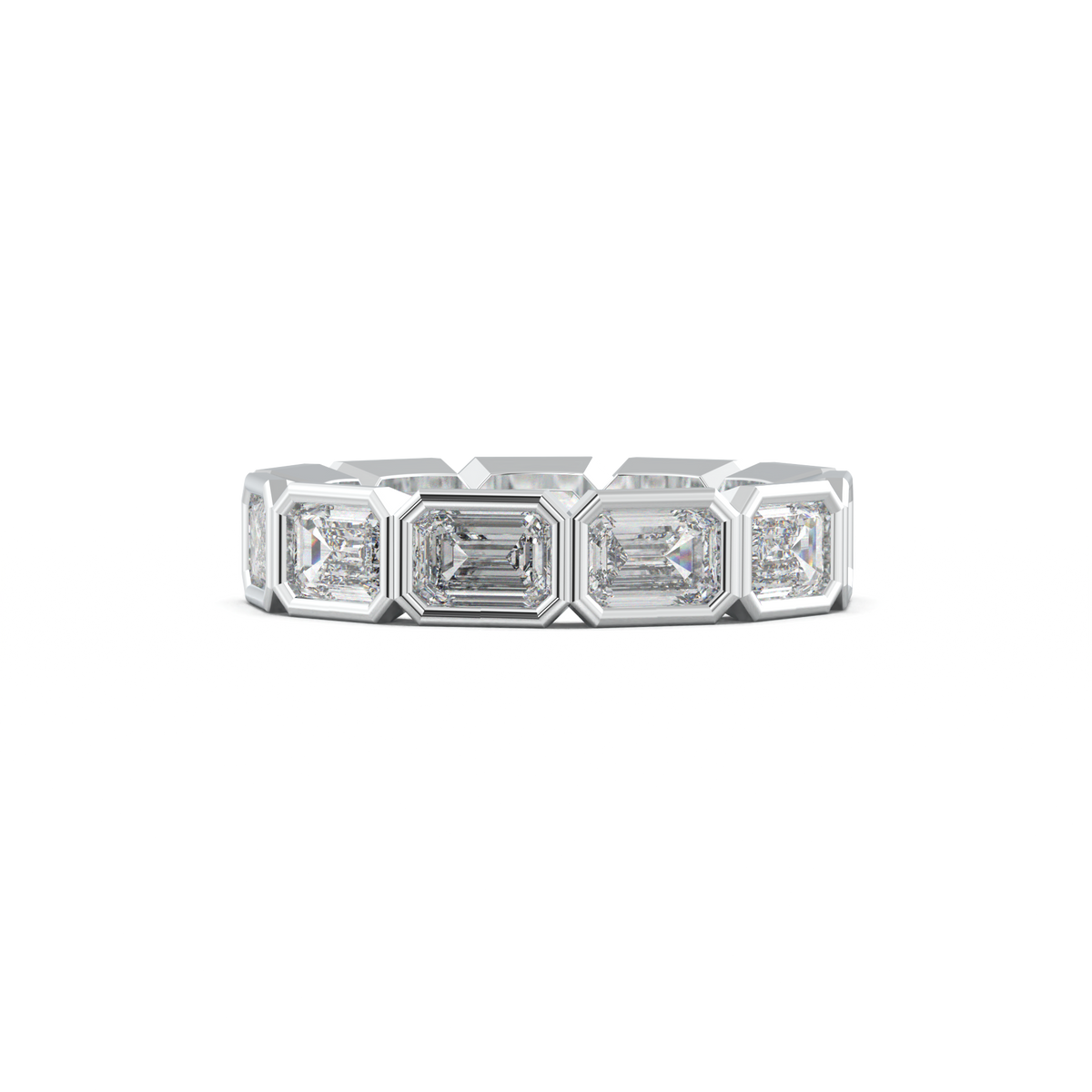 Emerald-Cut Bezel-Style Eternity Wedding Band