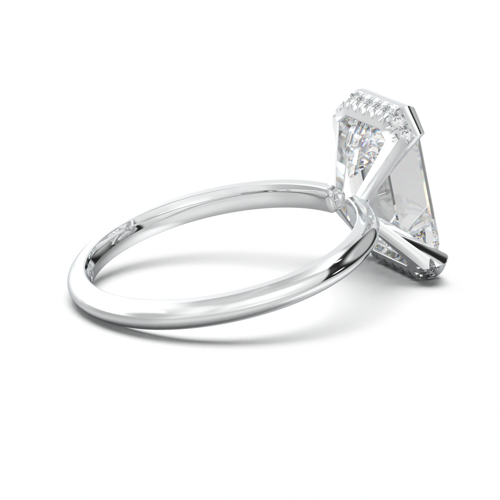 Emerald Hidden Halo Engagement Ring