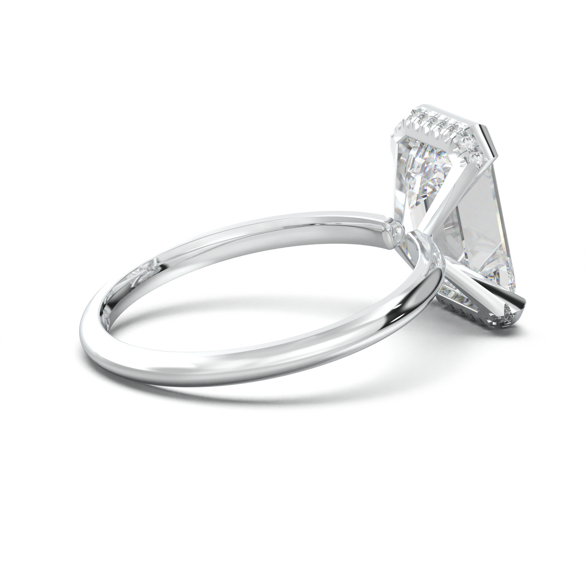 Emerald Hidden Halo Engagement Ring