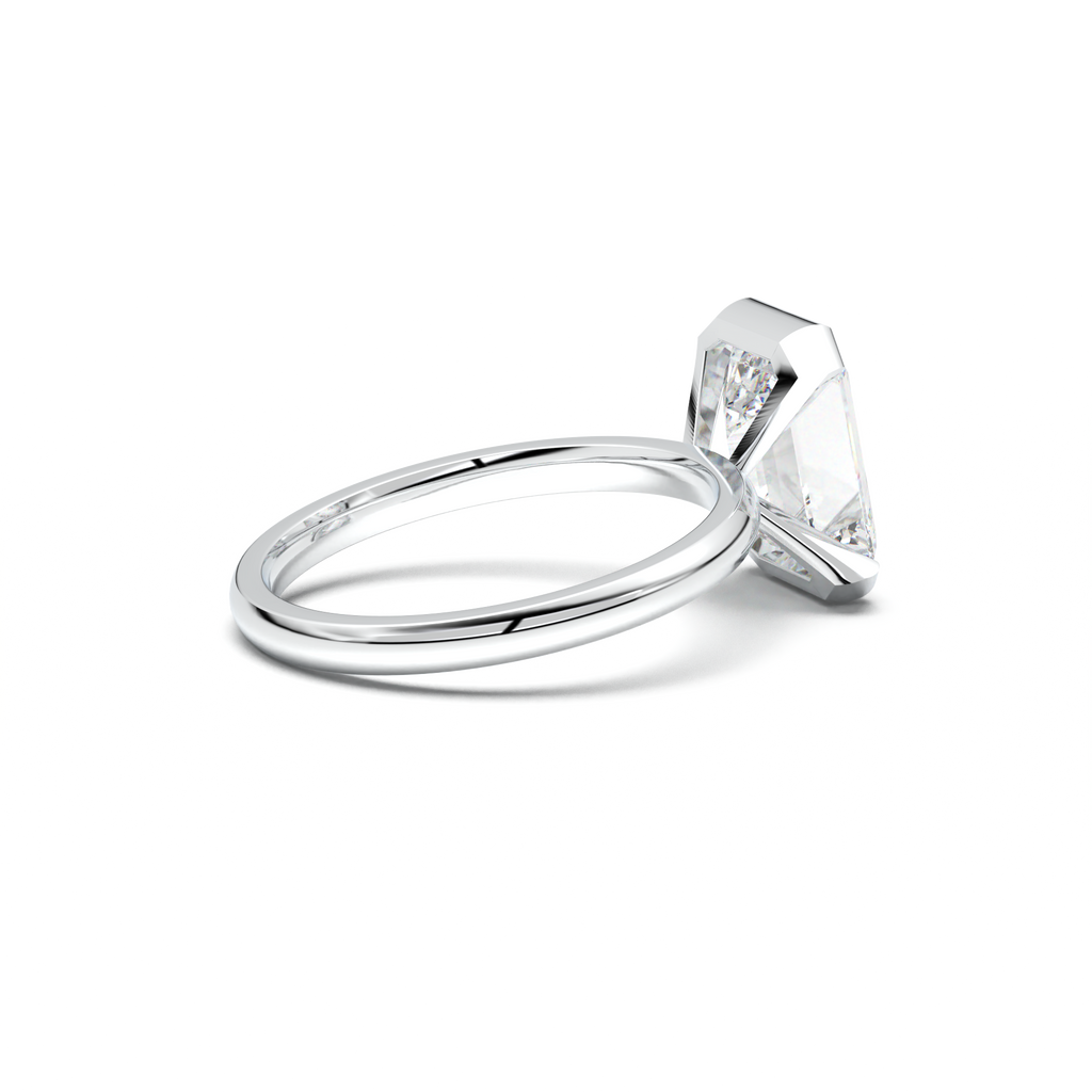 Emerald Cut Half-Bezel Engagement Ring