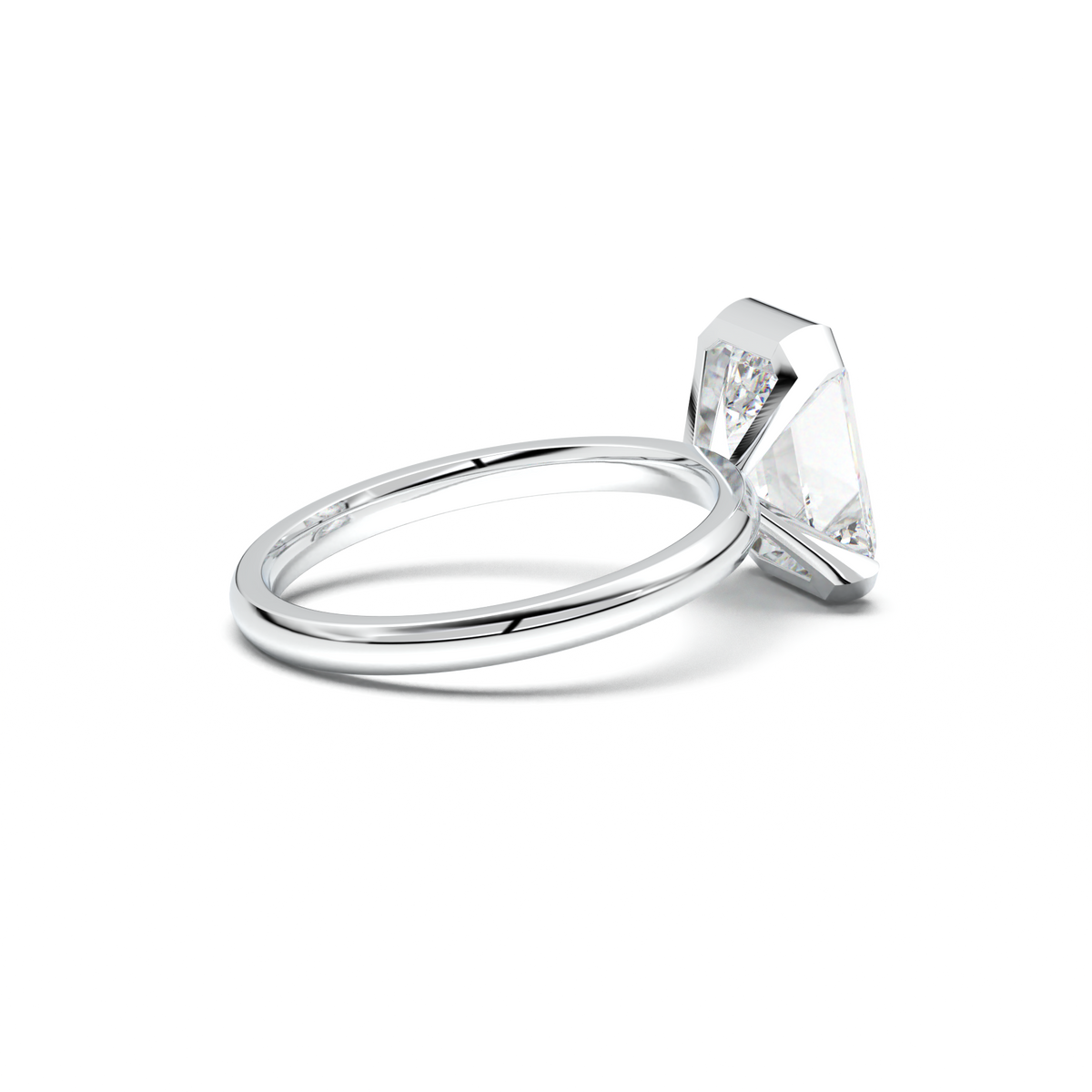 Emerald Cut Half-Bezel Engagement Ring