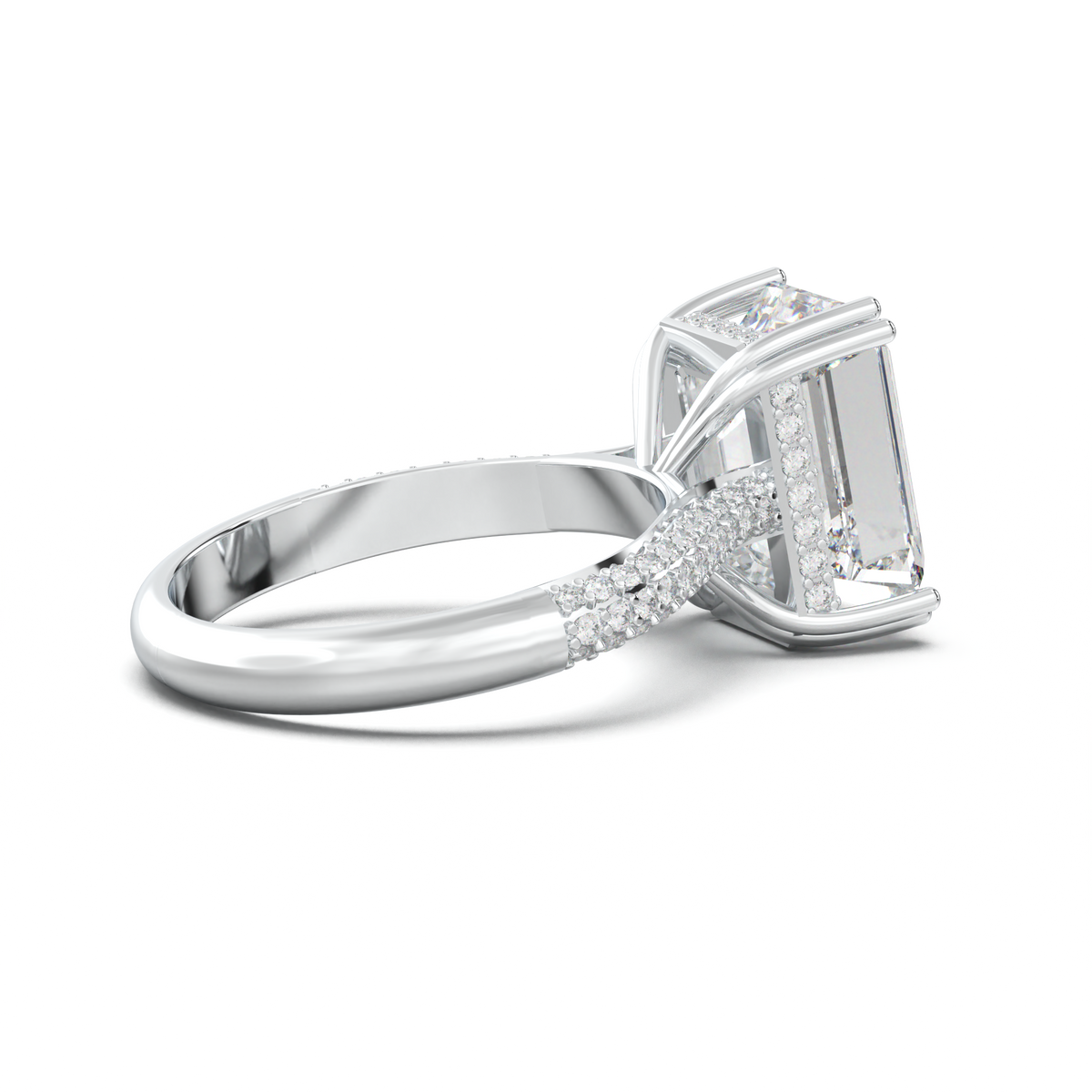 Emerald Double Pavé Engagement Ring