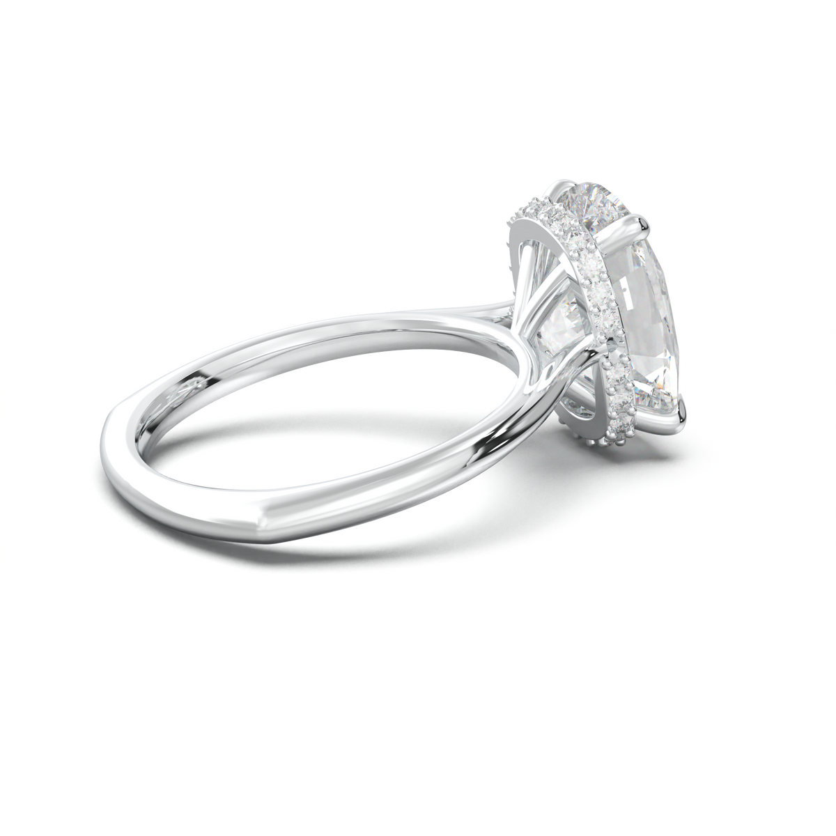 Cushion Hidden Halo Engagement Ring