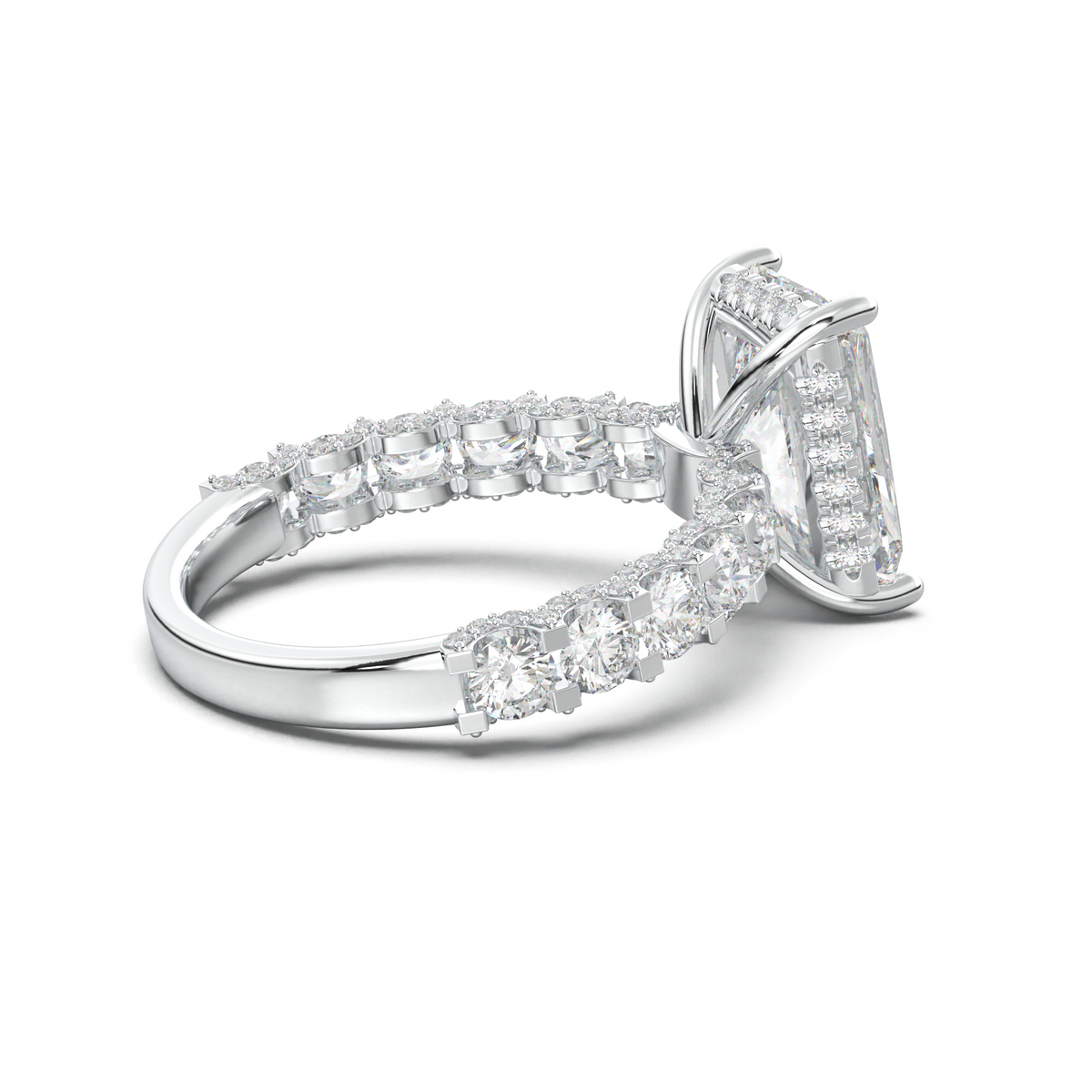 Radiant Diamond Band Engagement Ring