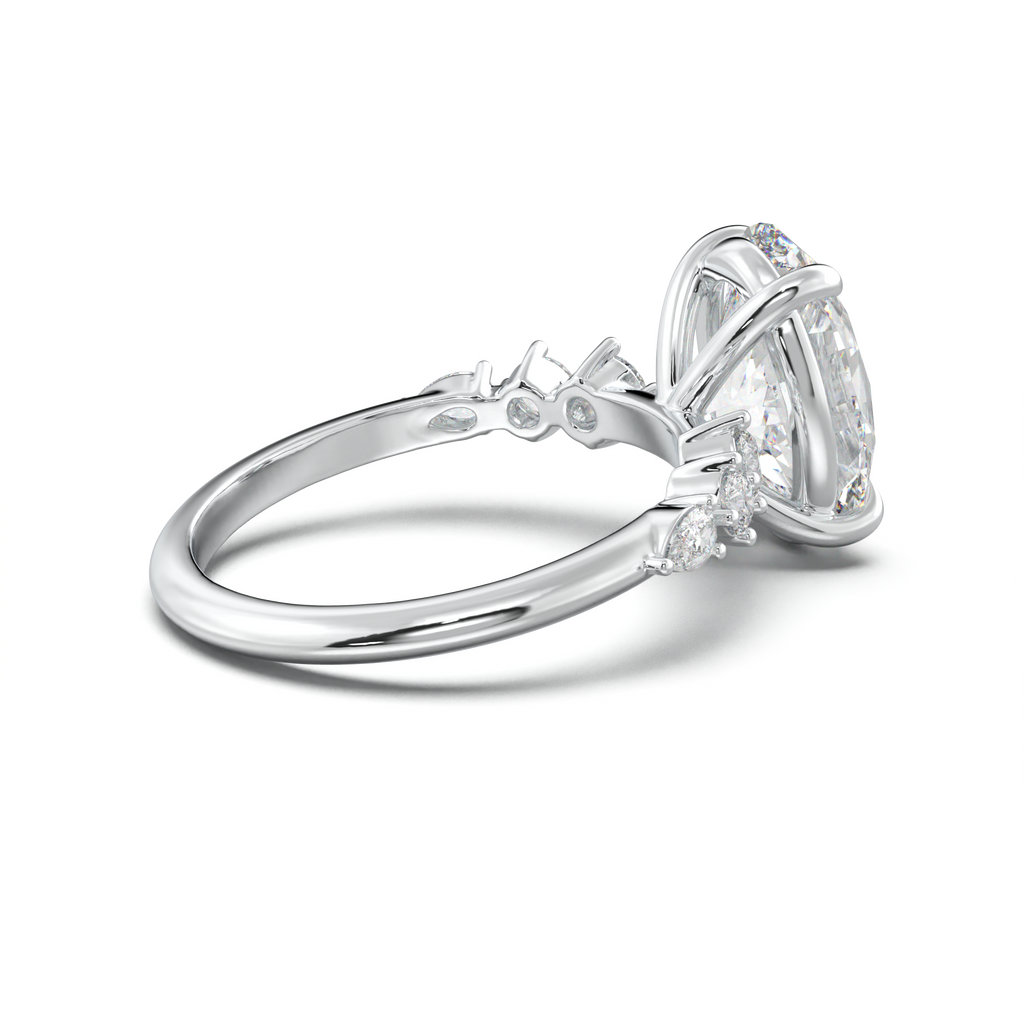 Oval Pear-Accent Engagement Ring