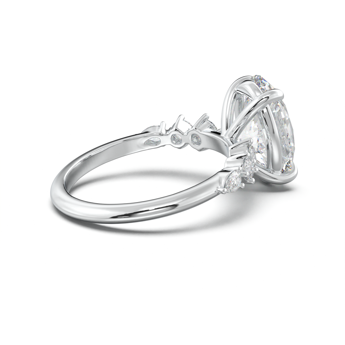 Oval Pear-Accent Engagement Ring