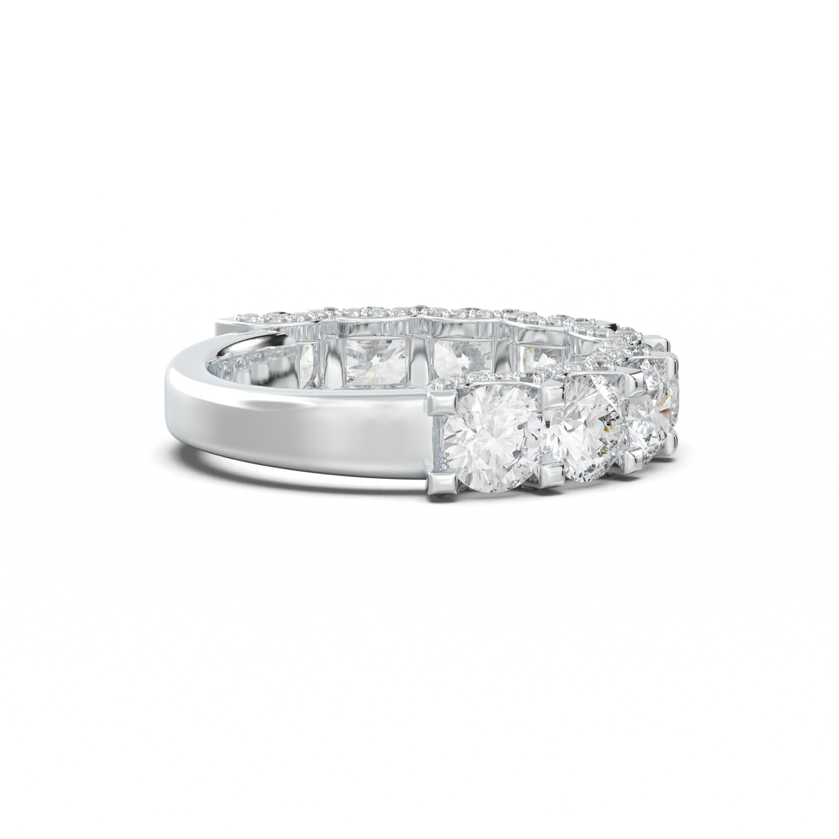 Round Diamond Pavé-Edge Wedding Band