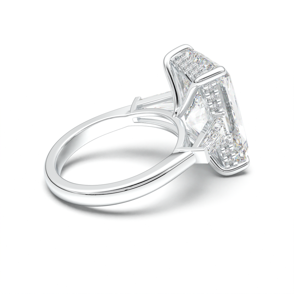Radiant Baguette Hidden Halo Engagement Ring