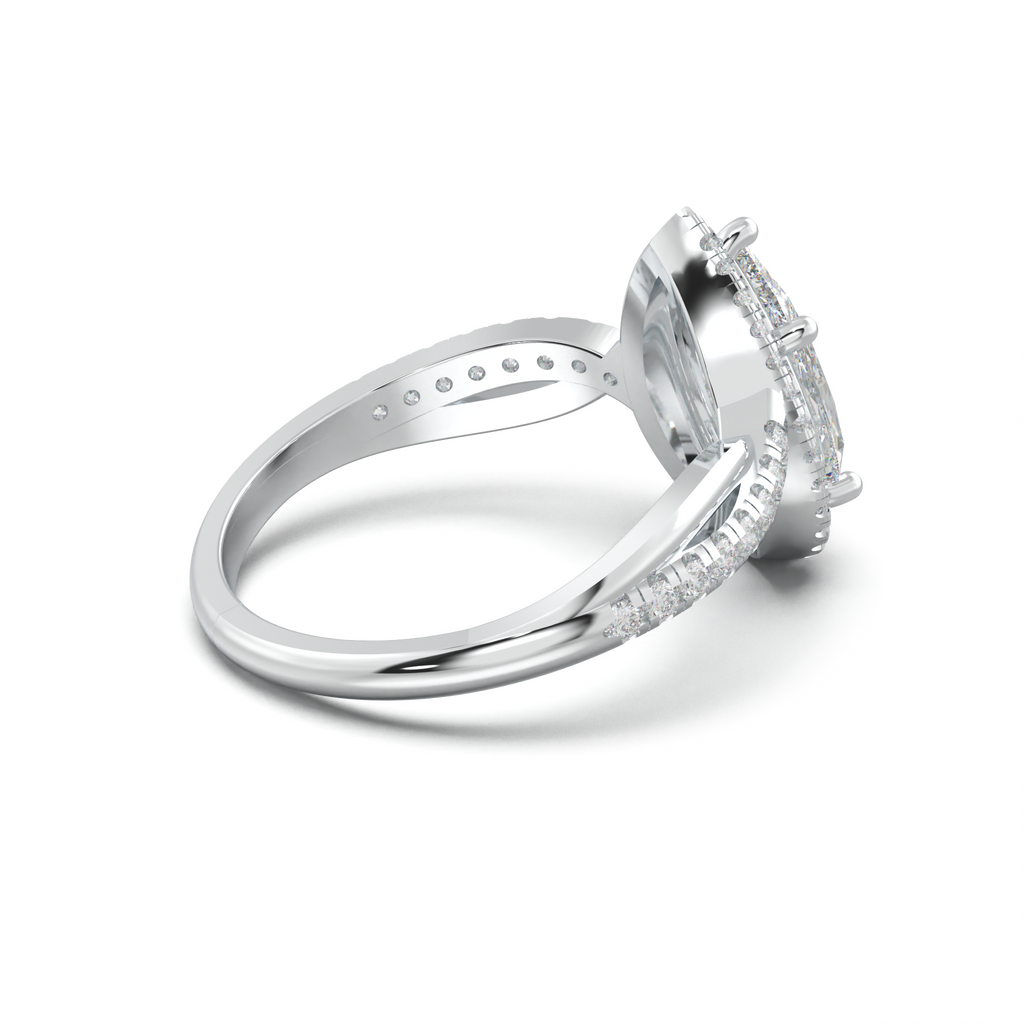 Pear Halo Twisted Pavé Engagement Ring