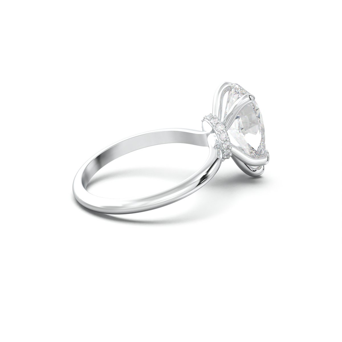 Pear Hidden Halo Engagement Ring