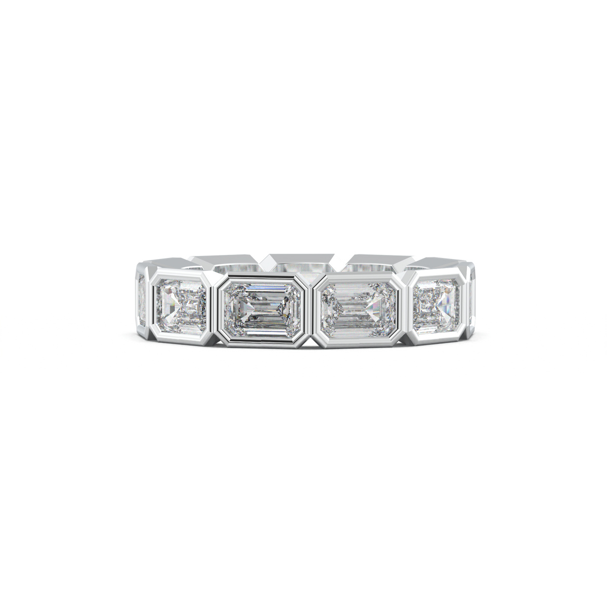 Emerald-Cut Bezel-Style Eternity Wedding Band