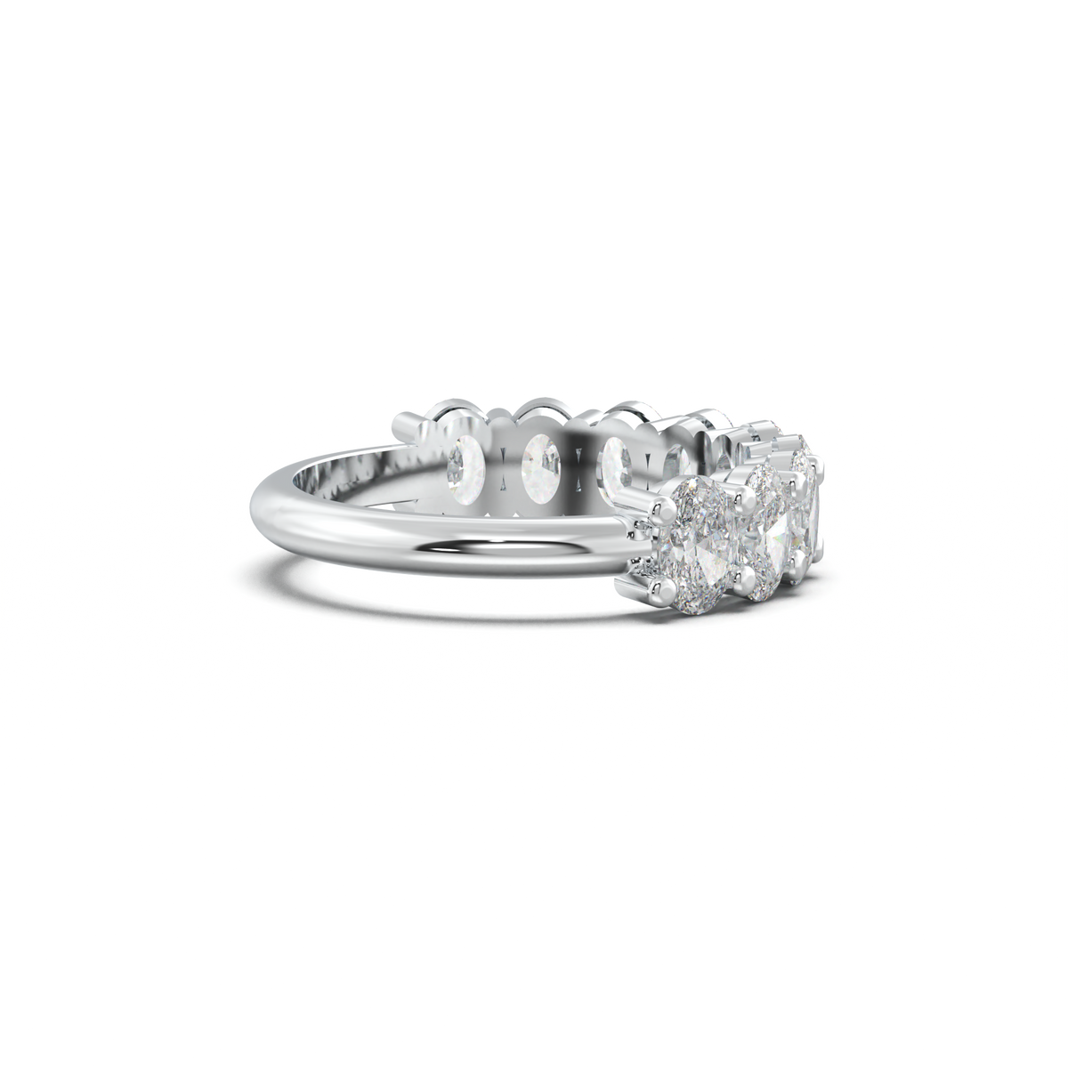 Nine-Oval Half-Eternity Wedding Band