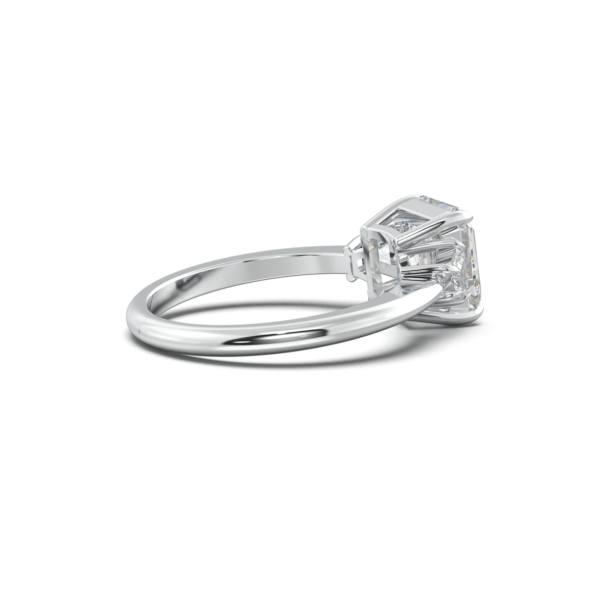 Asscher Baguette Three-Stone Engagement Ring