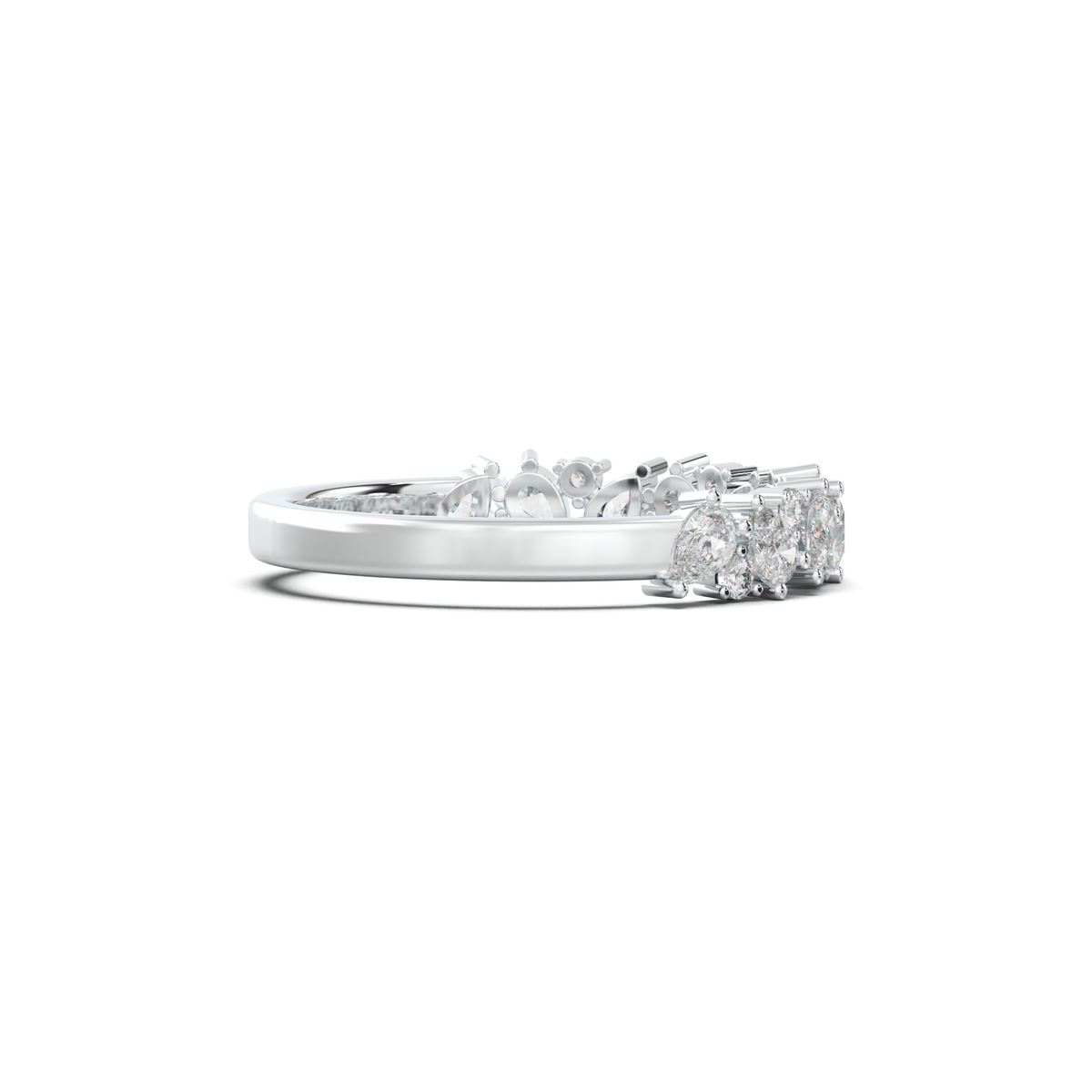 Alternating Pear & Round Half-Eternity Wedding Band