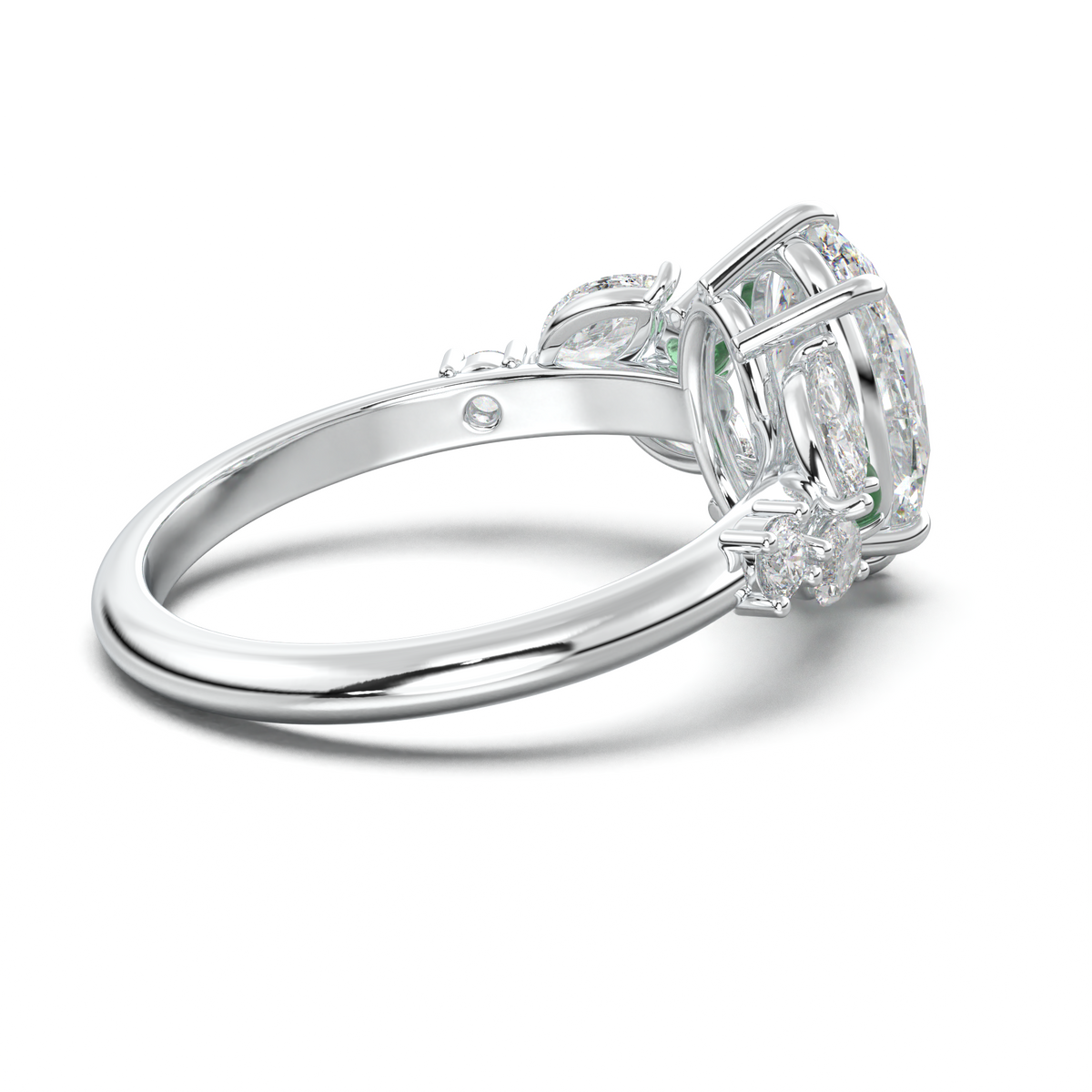Oval Marquise-Accent Engagement Ring