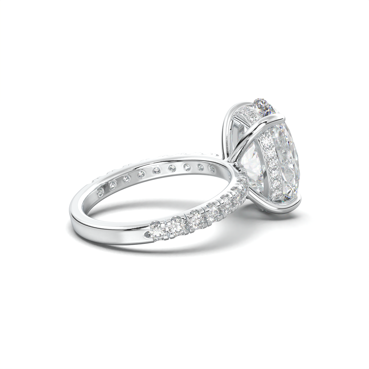 Oval Pavé Hidden Halo Engagement Ring