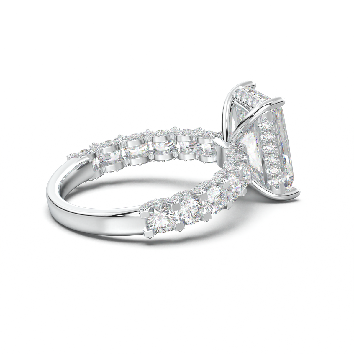 Radiant Diamond Band Engagement Ring