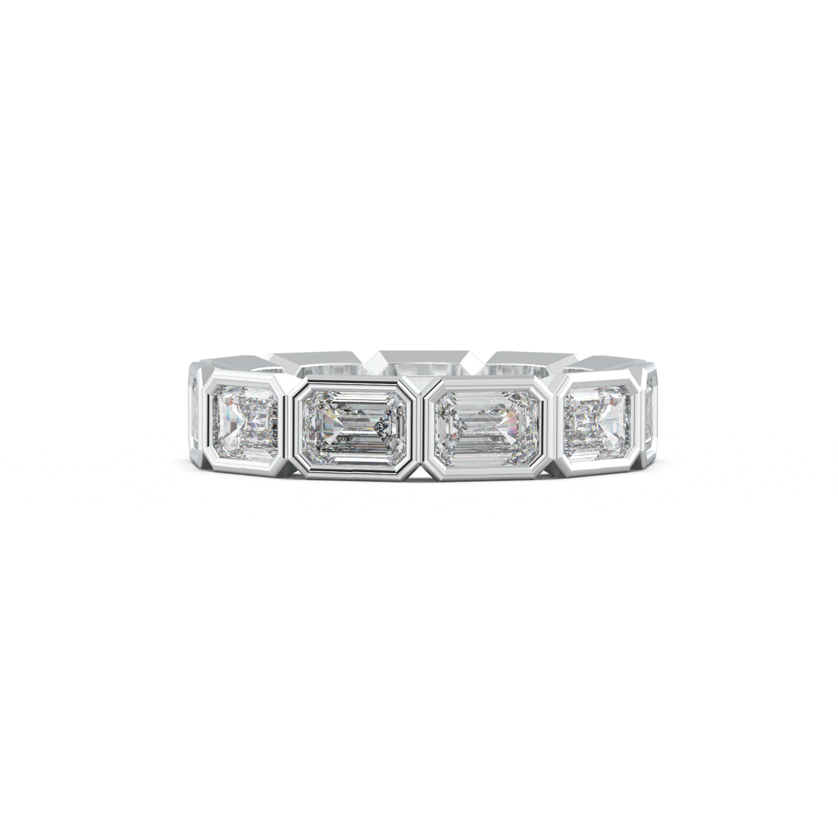 Emerald-Cut Bezel-Style Eternity Wedding Band