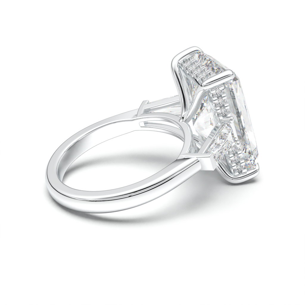 Radiant Baguette Hidden Halo Engagement Ring