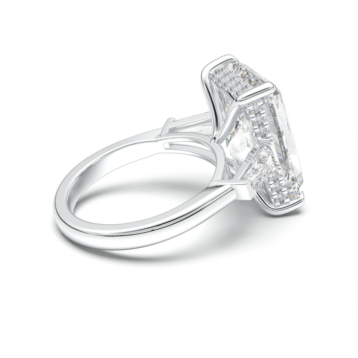 Radiant Baguette Hidden Halo Engagement Ring