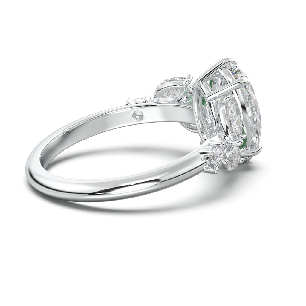 Oval Marquise-Accent Engagement Ring