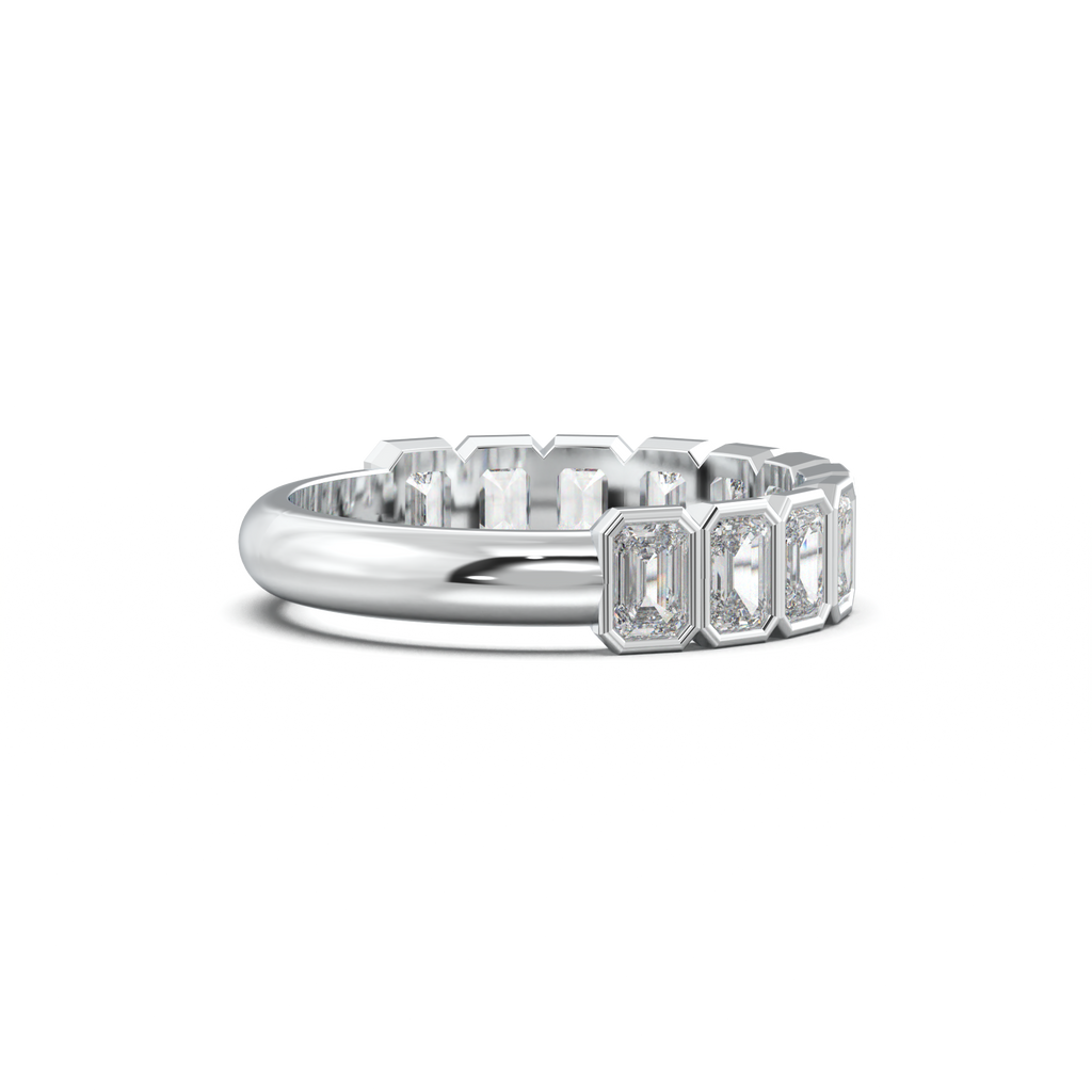 Emerald Bezel Half-Eternity Wedding Band